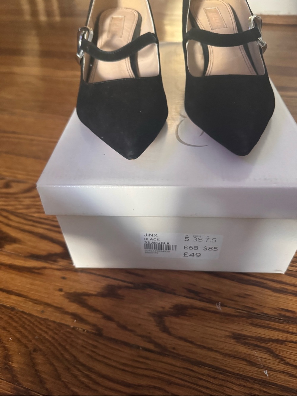 Black Suede Pointed-Toe Mary Jane heel - Picture 9 of 11